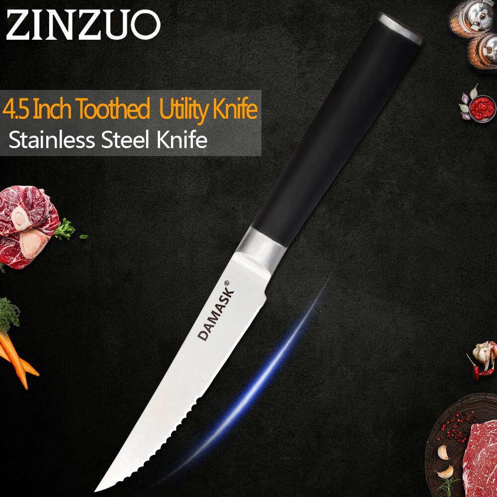 Zinzuo Master Chef Keukenmessen 3Cr13mov Super Sharp Blade Pakka Houten Handvat Roestvrij Stalen Mes Japanse Koken Gereedschap: 4.5 inch steak