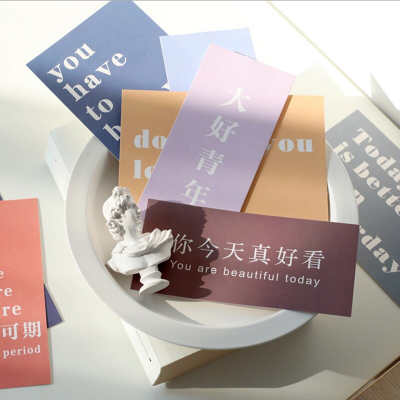 15 Sheets Inspirational Words Ins Wall Decorative Card Greeting Postcard Birthday Card Stationery School Supplies