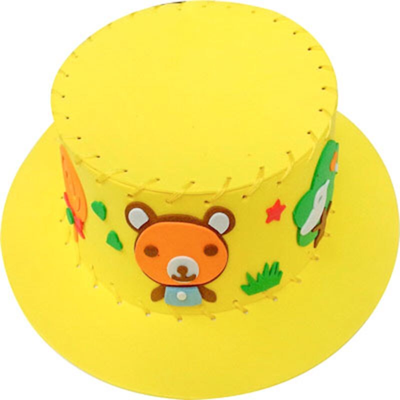 Chapeau tissé en papier mousse EVA créative, 1 pièce, motifs de fleurs et d&#39;étoiles, Art de maternelle, bricolage pour enfants, jouets artisanaux, décorations de fête,: Yellow