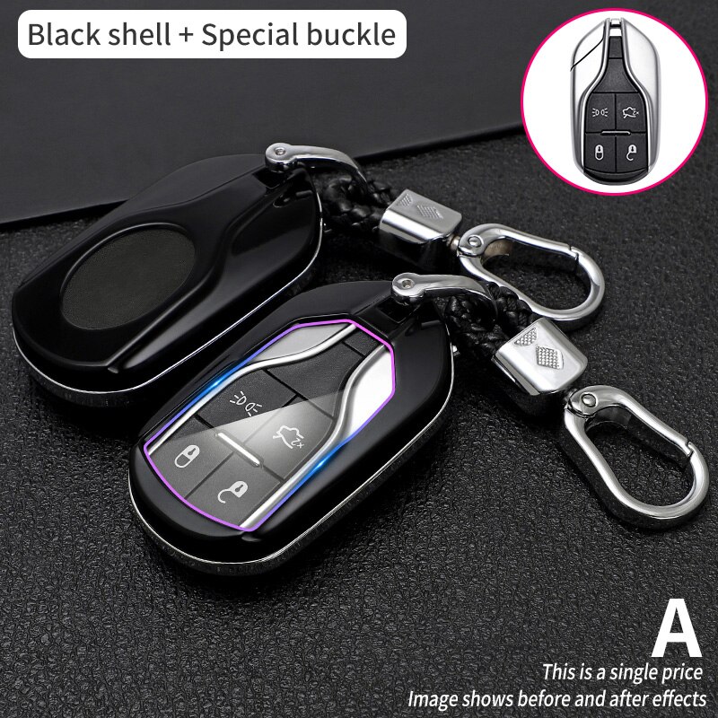 Télécommande en fibre de carbone ABS, etui clés, pour Maserati Ghibli Levante Quattroporte GT Granturismo cool, GranCabrio: Black