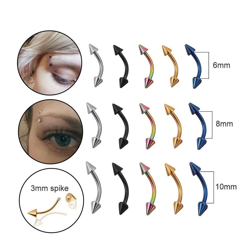Lot de 5 Anneaux Sourcil - Barbell Courbé Acier Chirurgical 16G - Bijoux de Corps