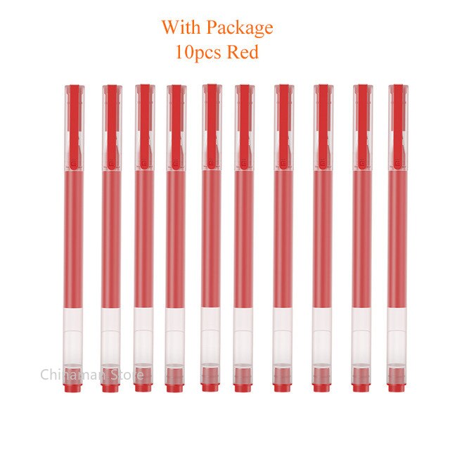 Xiaomi-Bolígrafo Mijia superduradero, 0,5mm, para firmar en la oficina, recambio suizo suave, Mikuni para la escuela: 10pcs red