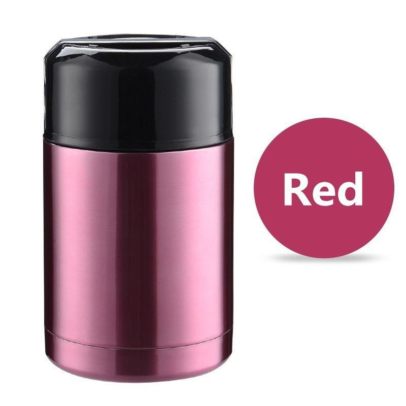 Voedsel container 800 ml/1000 ml dubbele laag roestvrij staal vacuüm thermo geïsoleerde voedsel container kookpan: 1000ml / Rood