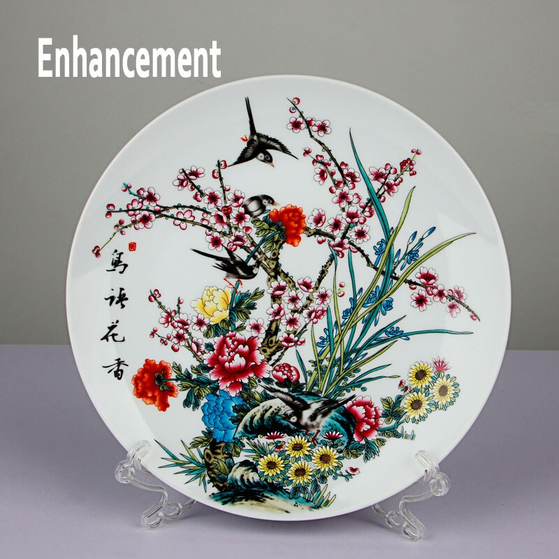 Kinesisk stil heldig keramisk ornamental plade kinesisk dekoration fad plade porcelæn plade sæt bryllup: H