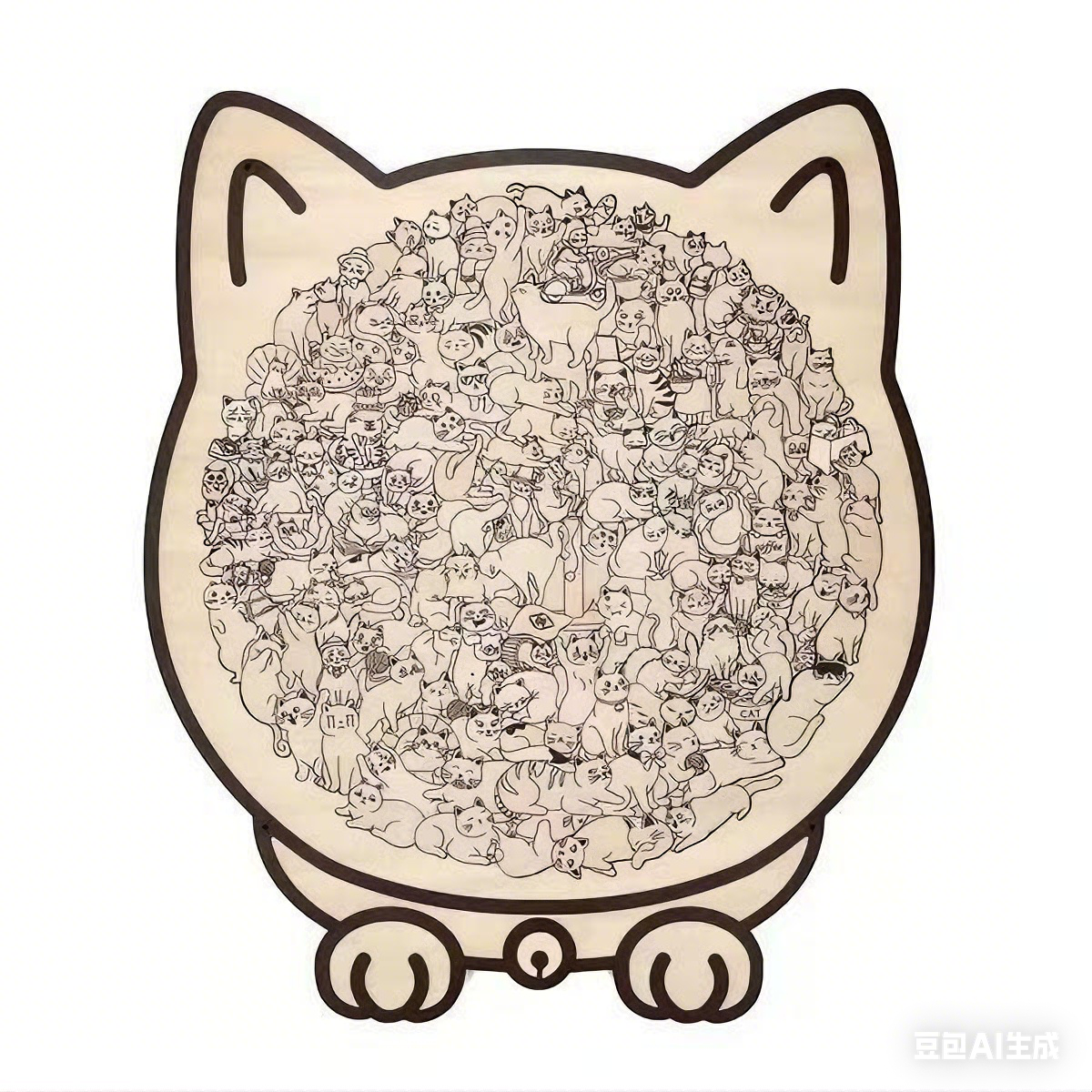 Colored Cat Shaped Wooden Jigsaw Puzzle, Cats Shaped Wooden Puzzle, Unique Animal Shape Wood Puzzle, for Cats Lov: green