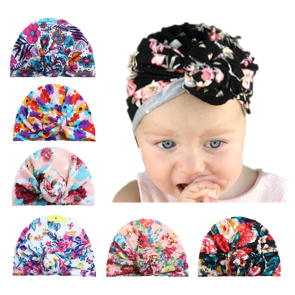 On 1 stk børn vinter varme hatte indien kasket til børn turban hatte solid afslappet skullies hue pige hoved wrap boheme kasket