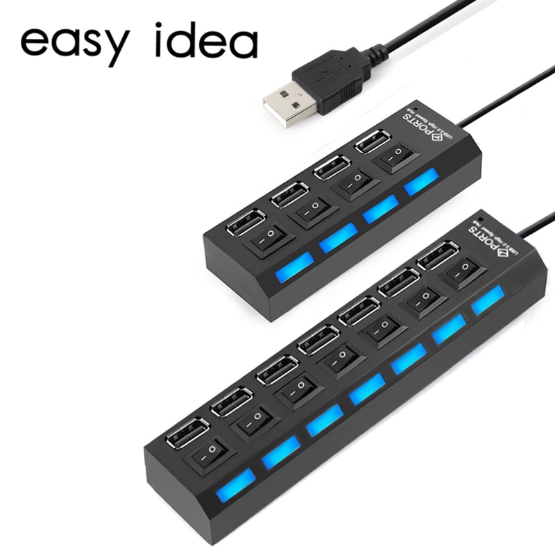 Multi Usb Hub 2.0 Mini Hub Usb Splitter 4/7 Usb-poorten Met Aan/Uit Schakelaar Hab Ondersteuning Power Hoge speed Pc Computer Accessoires