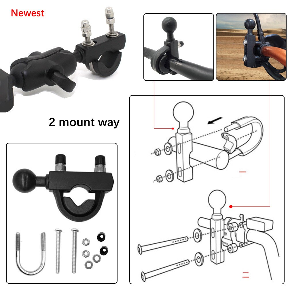 TUYU Motorcycle Bicycle Camera Rearview Mirror Holder with Adjustable Metal Fixed Bracket Stand For insta360 One X/R GoPro Max 9