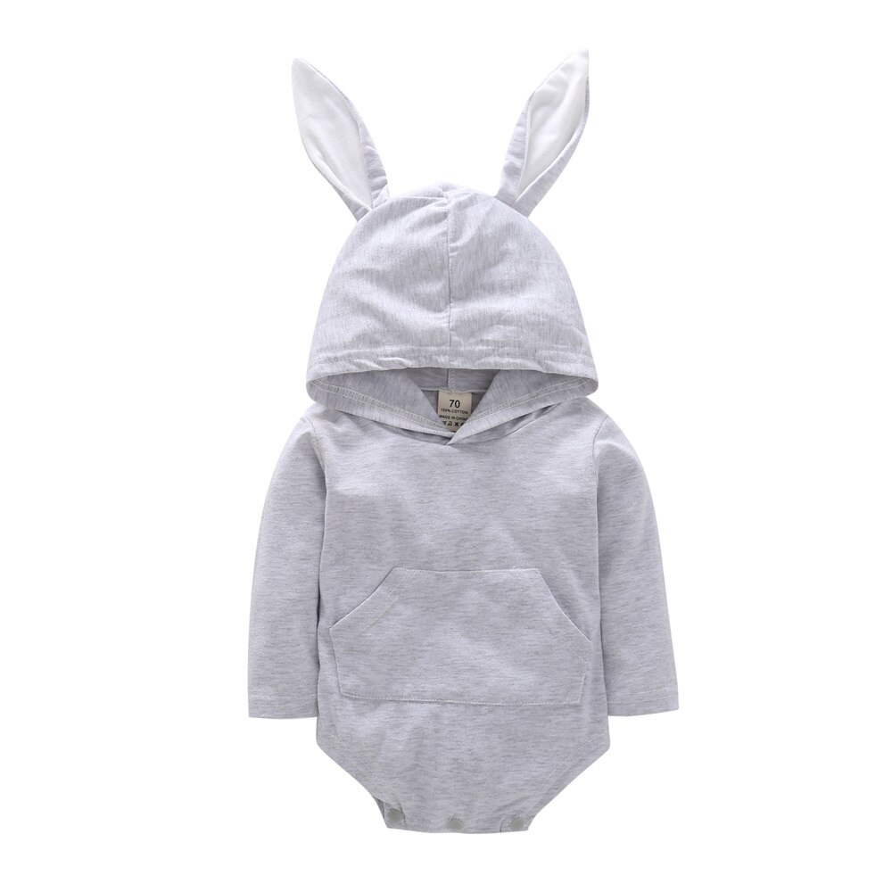 Neue Frühling Herbst Baby Karosserie lang Ärmel Baumwolle Kaninchen Art 3D Solide Patchwork Mädchen Junge Jumper freundlicher Baby Outfits Kleidung: Grau / 18m