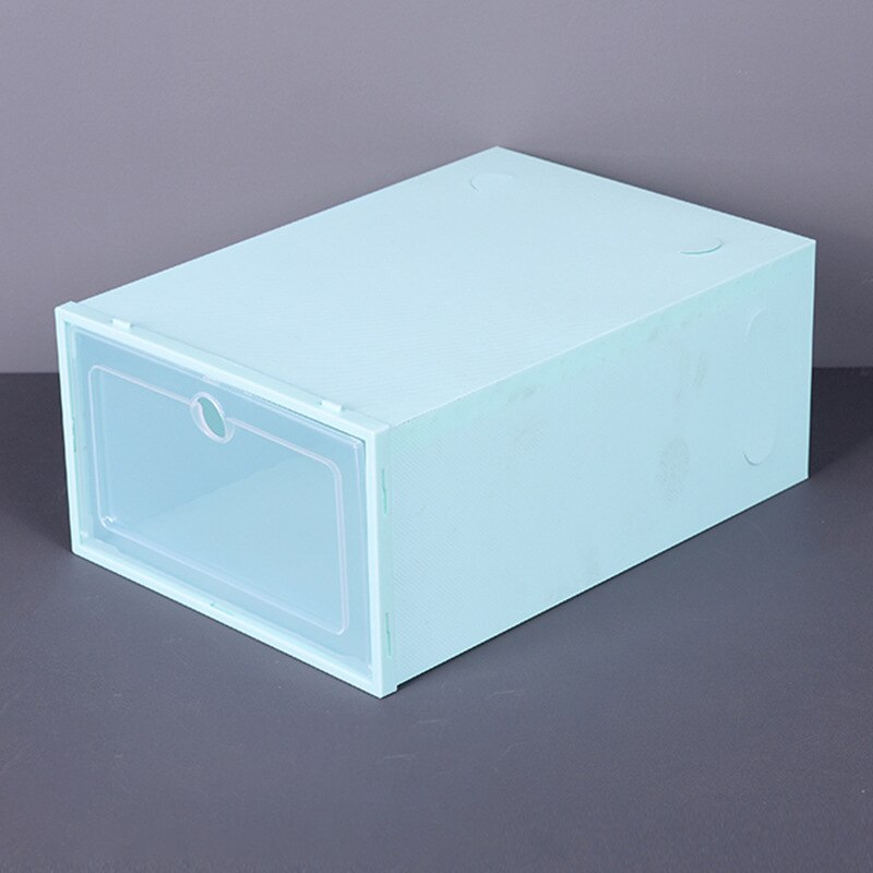 1PC Flip Shoes Box Thickened Transparent Drawer Case Plastic Shoe Boxes Stackable Box Shoe Organizer Shoebox Storage Shoe Rack: Gem green