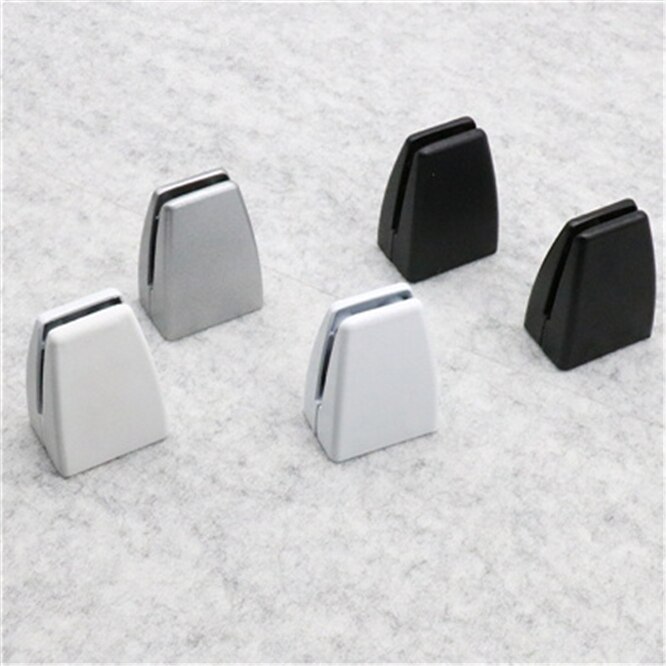 2 st svart silver aluminiumlegering glasklämmor justerbar kontorsskärm klämma klämma klämma glashylla klämma fäste glashållare