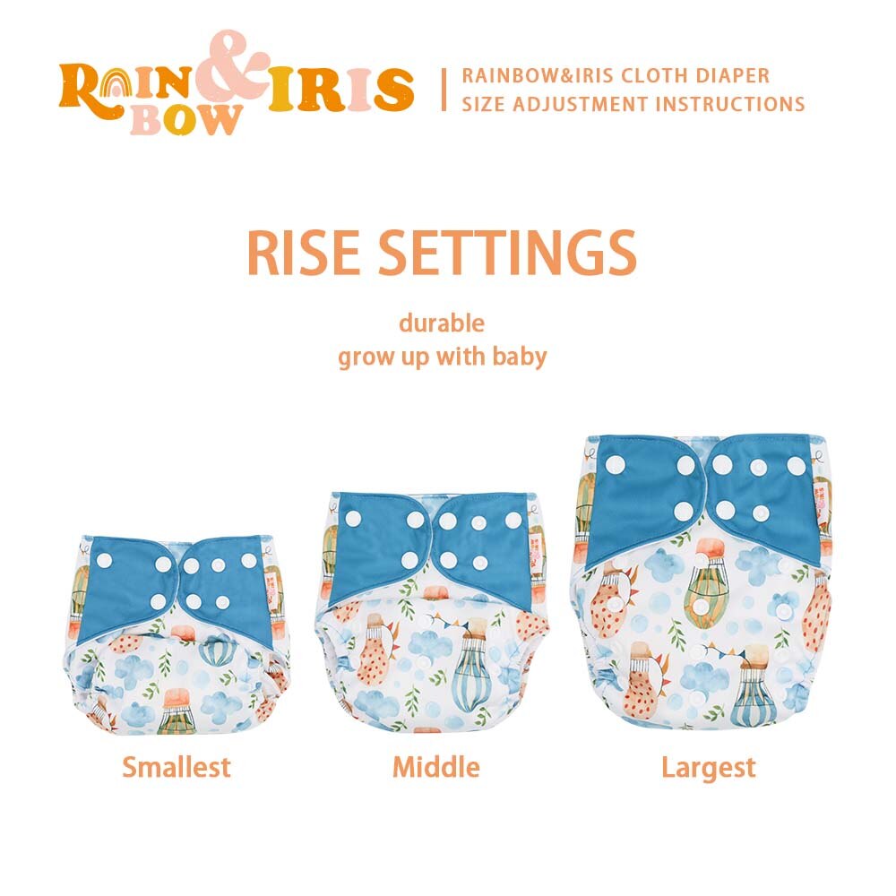 Rainbow &amp; Iris – couche en tissu , lavable et réutilisable, pour bébé de 3 à 15kg, 4 pièces/ensemble