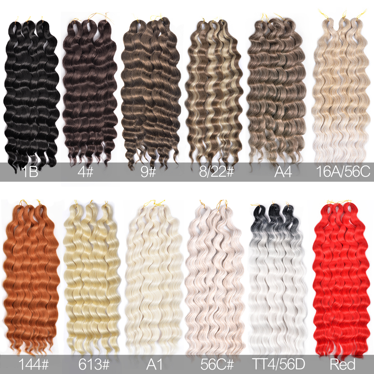 Syntetisk anna twist hæklet krøllet hår 24 cm dybt bølget fletning hår ombre blond brun vandbølget fletning hårforlængelse
