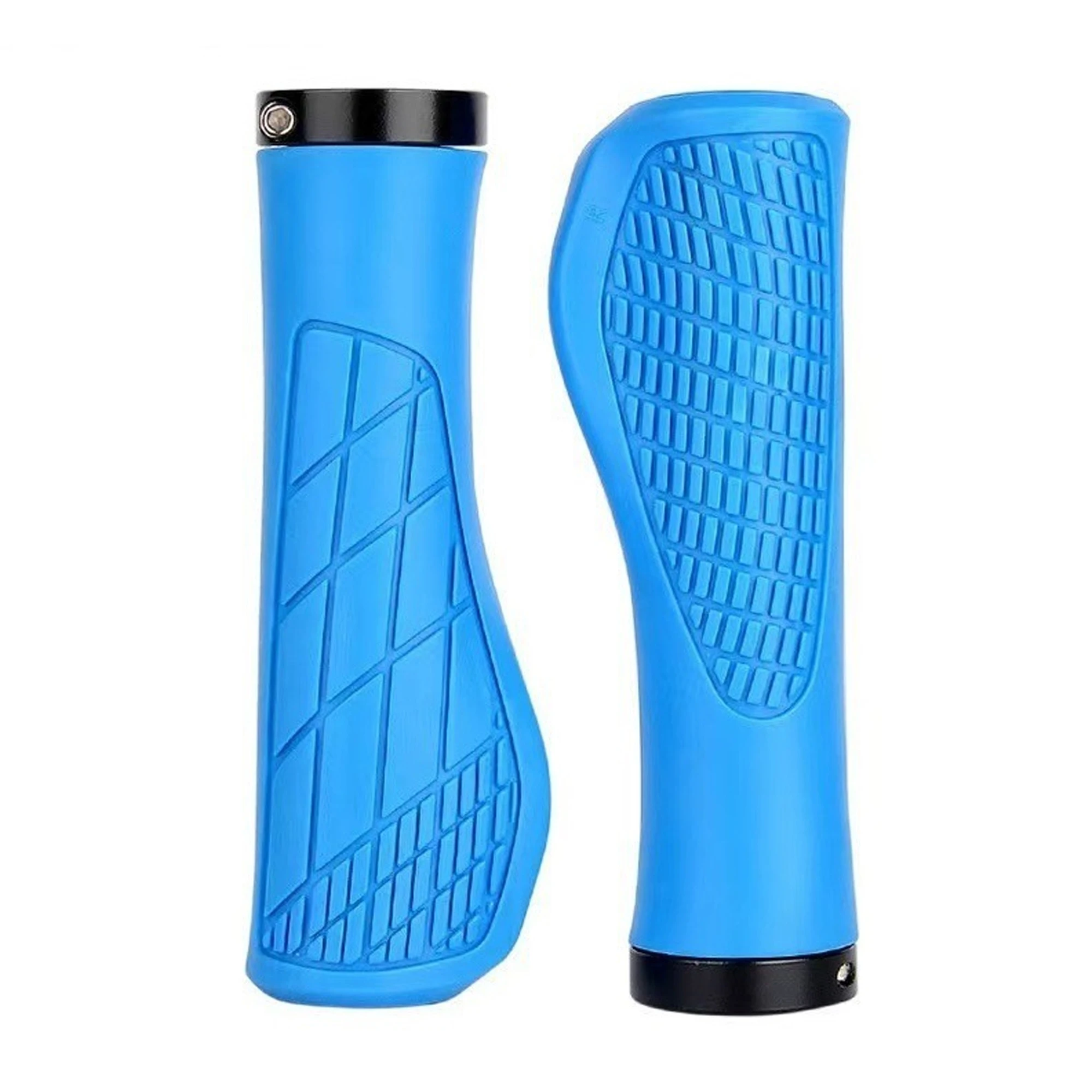 MTB Shockproof Bicycle Grips Bike Anti-Slip Lockable Grips Ergonomic Cycling Rubber Ball Handle Grips: Blue