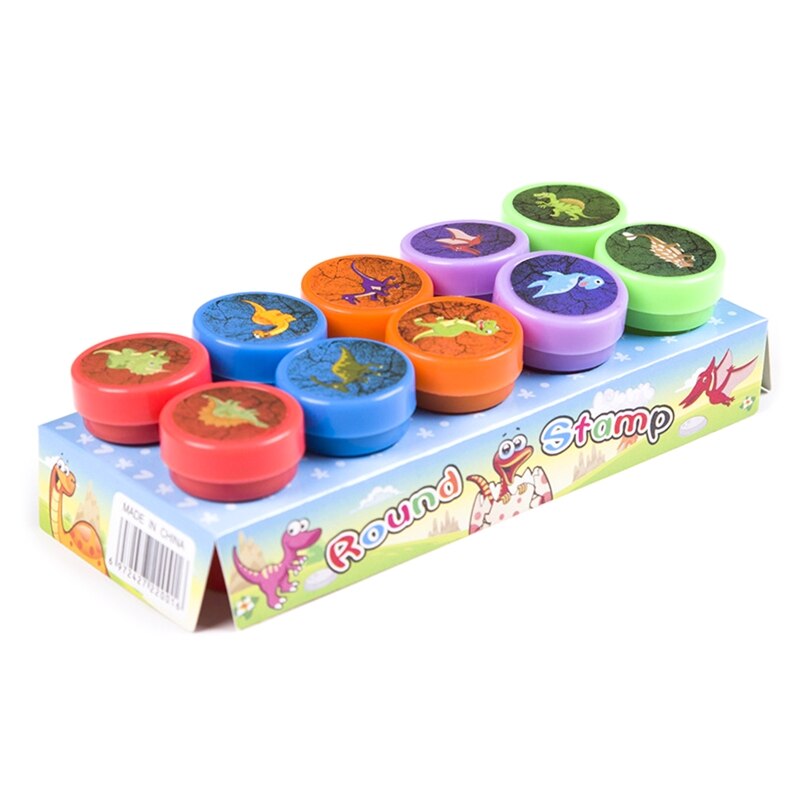 Self-ink Seal Stamp Homework Review Stamper Cartoon Stamps School Teacher Props Interactive Children Education Toy 10pcs: Cartoon dinosaur