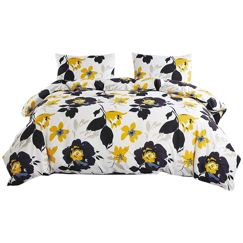 3- stykke sengetøj trykt farve dynebetræk sæt hvid sengetøj sæt blødt fiber sengetøj sæt