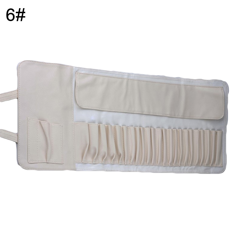 12/18/24pcs Makeup Brushes Set Cosmetics Brushes Bag Pouch Portable Handbag Bag Travel Pouch Make Up Brush Bags: White 24 Slots