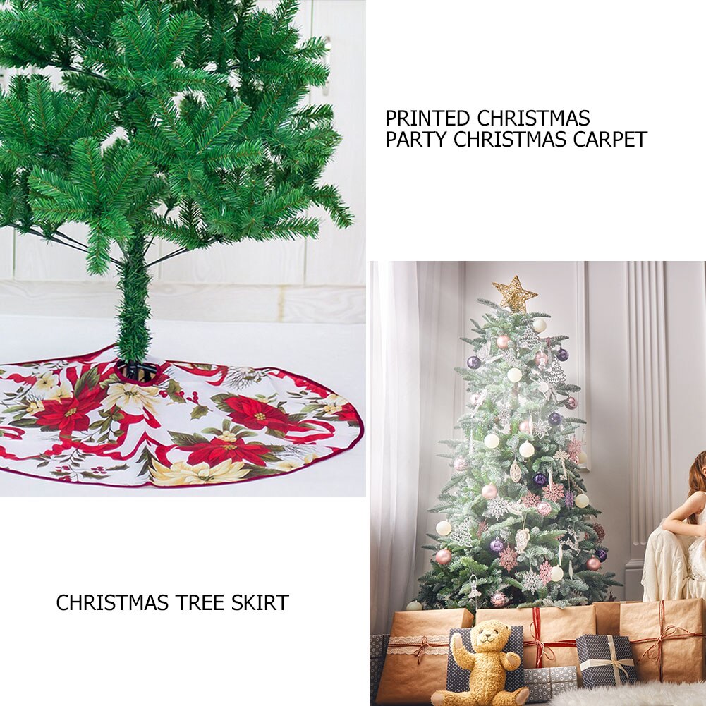 60/90cm kerstboomrokjes met bloemenprint als vloermat voor een kerstfeest of festival, kerstversiering voor een kleine boom