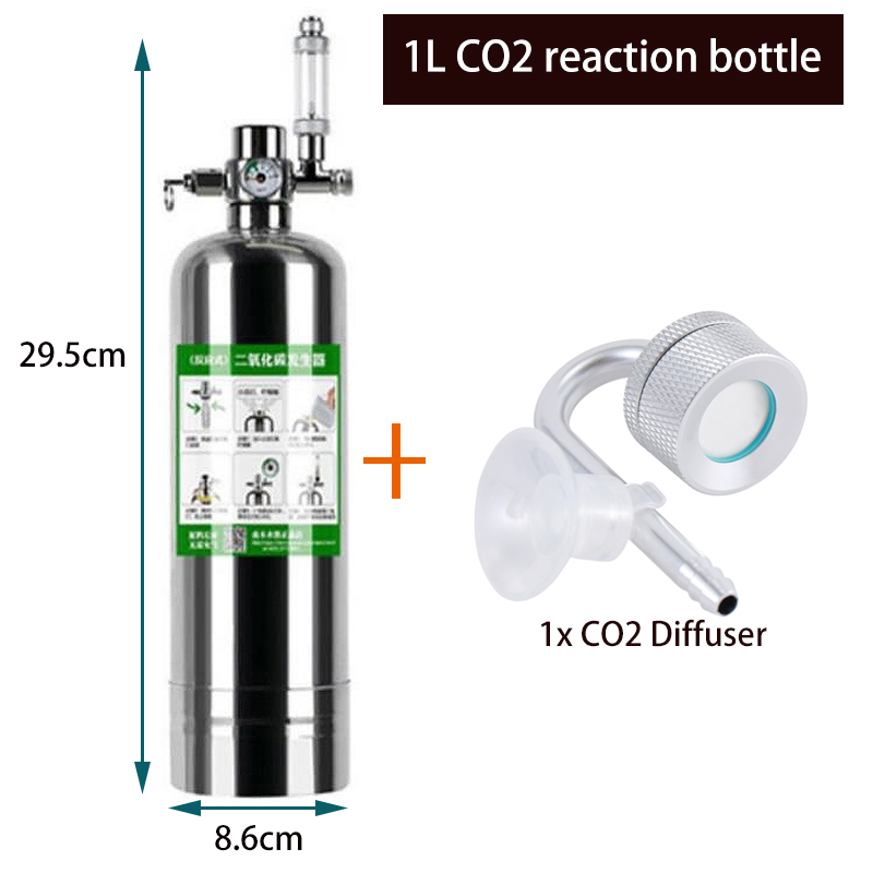 Système de générateur de CO2 pour Aquarium, Kit de cylindre en acier inoxydable, générateur de dioxyde de carbone, Kit de plantes d&#39;aquarium: 1L