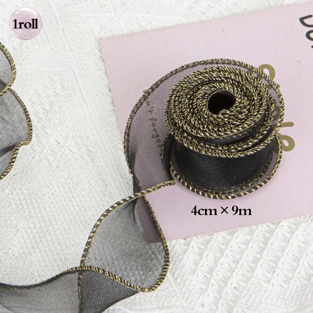 5pcs Bouquet Flower Wrapping Papers Golden Edge Ribbons Korean Paper for Valentine's Day Wedding Birthday Packing Decors