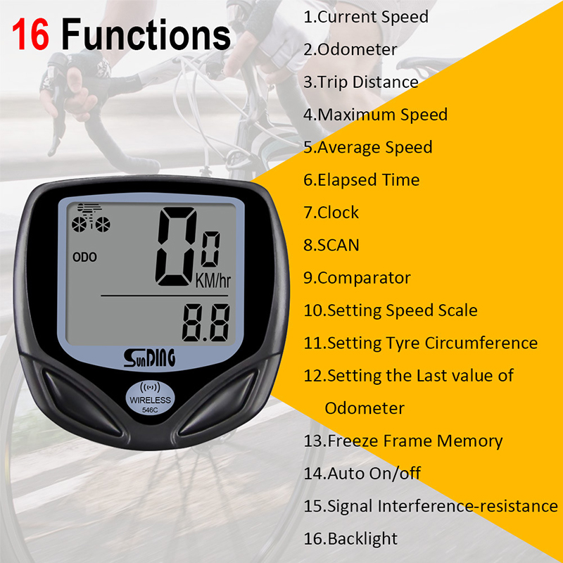 Waterproof bicycle computer bicycle odometer speedometer bicycle wireless stopwatch riding accessories with LCD digital display