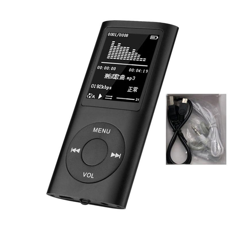 MP4 Music Player HIFI MP3 Player Digital LCD Screen Voice Recording FM Radio Recorder Player Card Reader: black