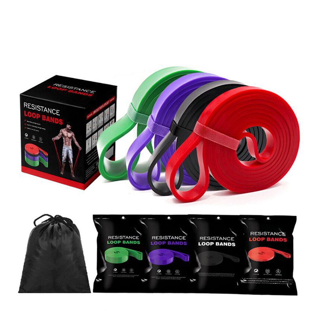 2080mm Elastic Resistance Band Exercise Expander Stretch Fitness Belt Pull Up Training Pilates Yoga Gym Home Workout Equipment: 4 piece set