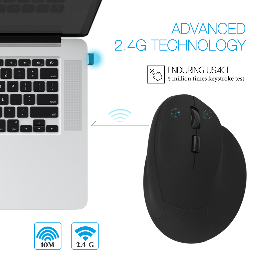 CHYI Vertical Wireless Mouse Rechargeable Ergonomic Gaming Mice 1600 DPI 2.4G USB Optical 6D Office Mouse For PC Laptop Computer