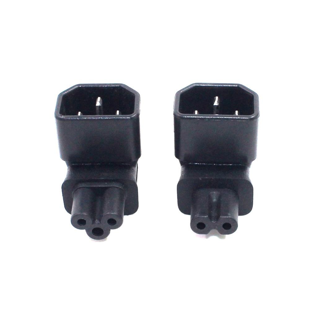 IEC 90 Degree Adapter 3 Poles IEC Male C14 to IEC Female C5 / C7 Up Angled Extension Power Adapter