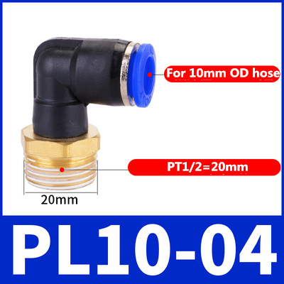Pl fiting pneumatic cot 1/4 3/8 1/2 1/8 bsp filet tat conector rapid de aer l forma împingere furtun  od 6mm 8mm 10mm 12mm: 10-04