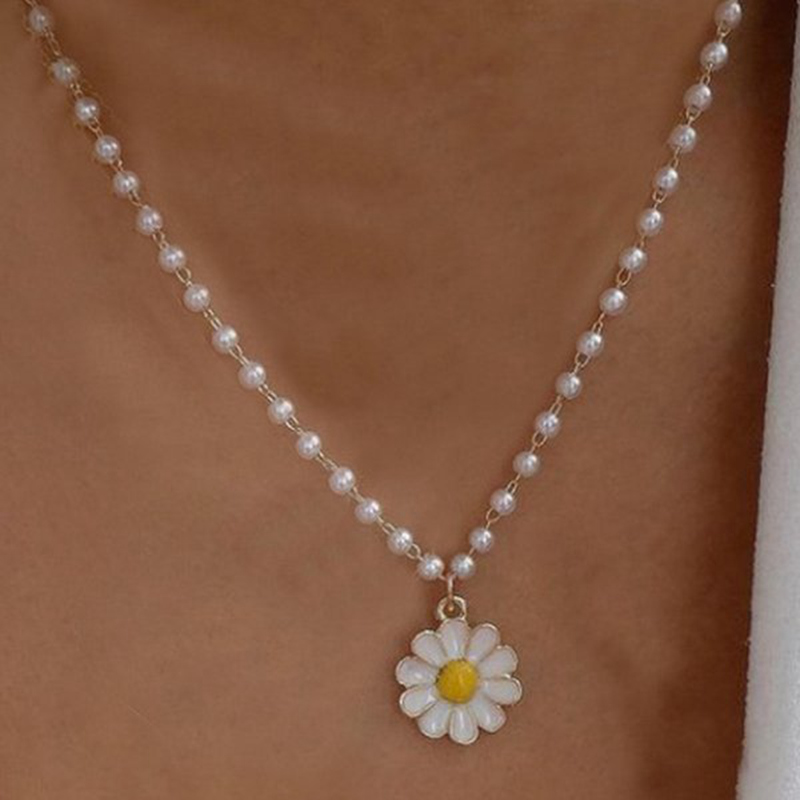 Doce margarida flor gargantilha feminino colar curto clavícula corrente esmalte festa de casamento jóias acessórios elegantes presentes: Daisy Flower 3