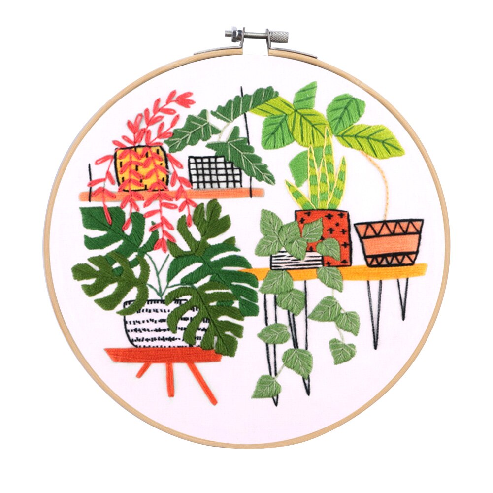 Botanical garden Handwork Plants Pattern Threads Tools Home Decoration Cross Stitch Embroidery DIY Starter Kit Ribbon Painting: 06