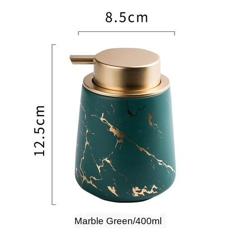 Keramische Marmer Patroon Hand Zeep Fles Badkamer Benodigdheden Douche Gel Shampoo Conditioner Ontsmettingsmiddel Fles Druk Fles 400Ml: Marble Green