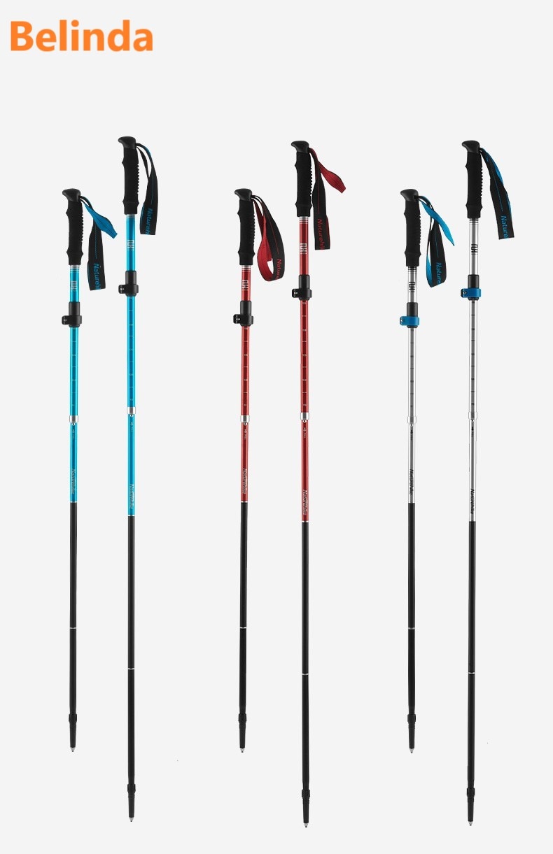 Outdoor Ultra-Light Trekking Hiking Pole Folding Trekking Pole Running Walking Sticks 7075 Aluminum Alloy Pole