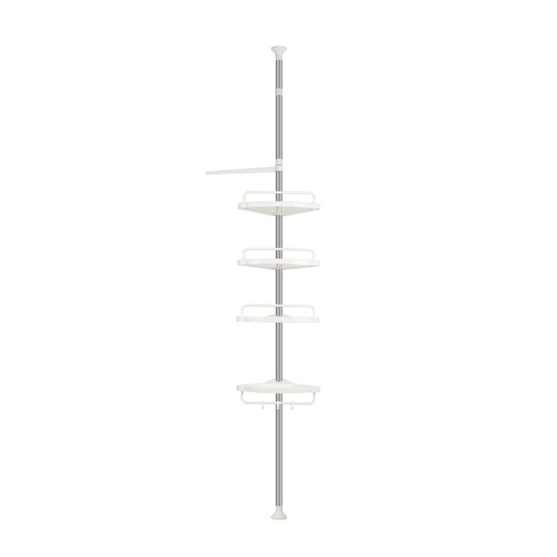 Estante triangular de acero inoxidable para baño, 4 estantes, telescópicos, ajustables, 254-304cm, HWC