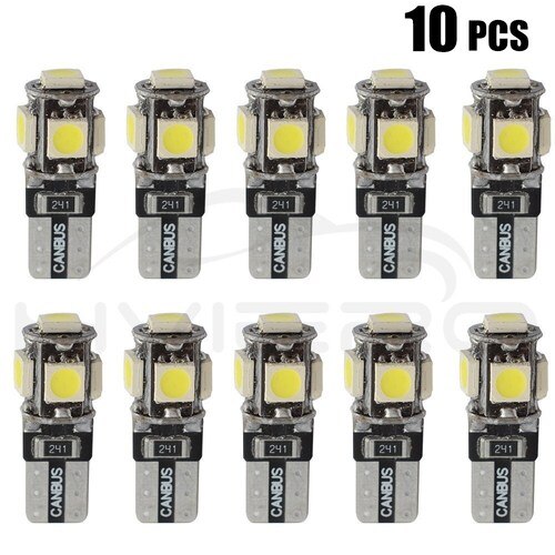 Canbus-luz Led para coche, luz blanca, azul, roja, amarilla, verde, T10 5smd 5050, accesorios de decoración para coche: 10pcs / white