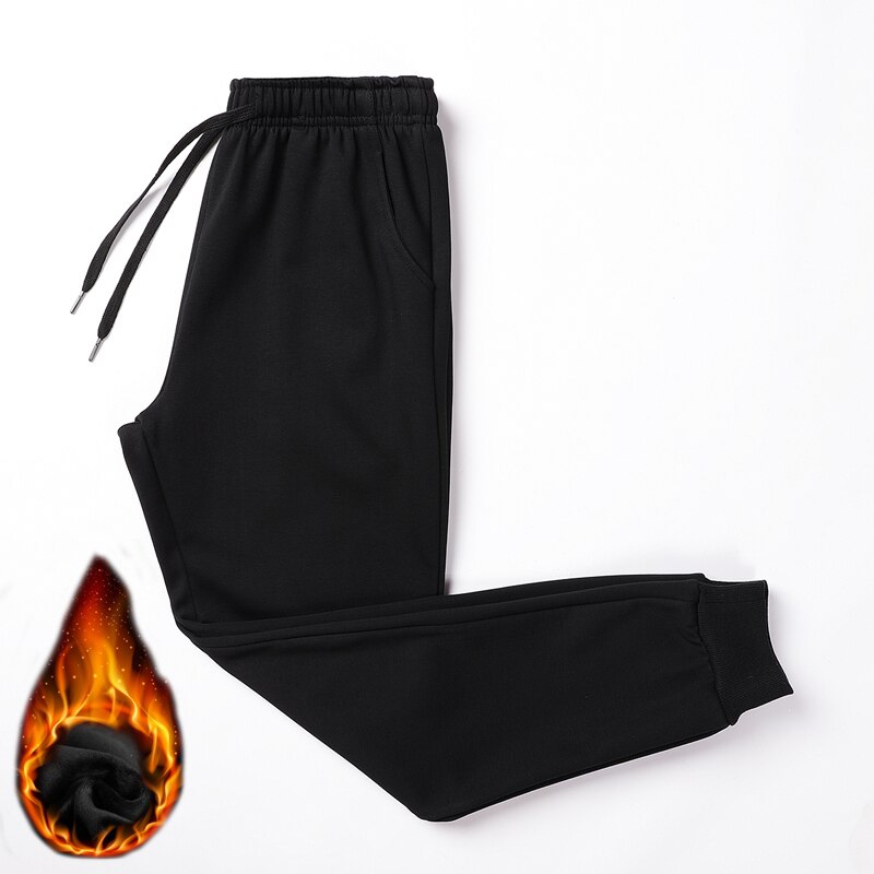 Inverno Più Velluto Super-Caldo Puro Cotone Da Jogging Pantaloni Degli Uomini Pantaloni Della Tuta Pantaloni di Formazione Pantaloni di Sport Degli Uomini di Abbigliamento Sportivo di Allenamento di Z021: XXL / Black