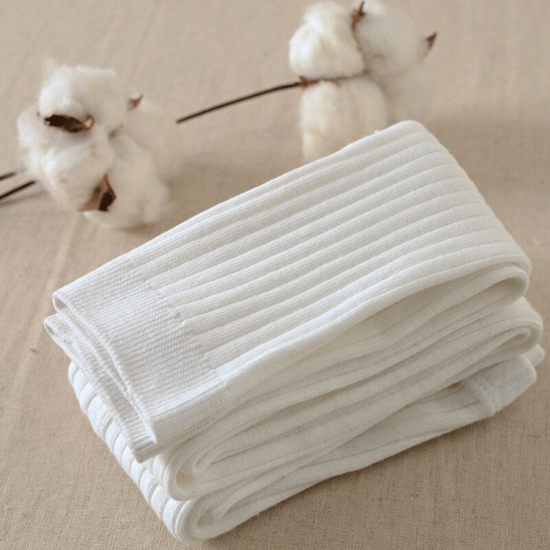 Herfstmeisjes baby peuter gebreide katoenen kousen warme panty's strik knie kuit hoge katoenen kousen panty's 0-5y