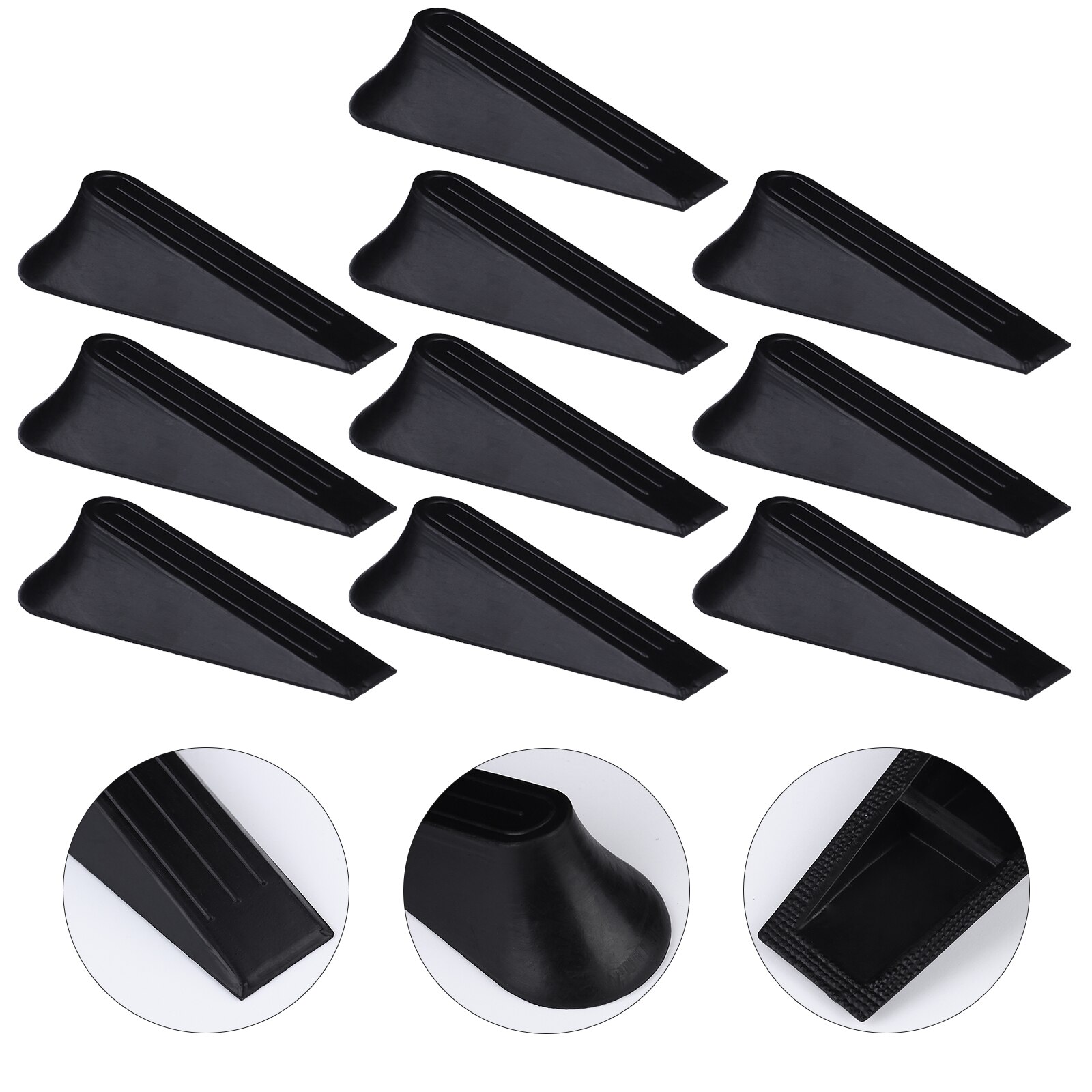 10Pcs Door Stopper Rubber Door Stop Wedge Security Door Stop for Home (Black)