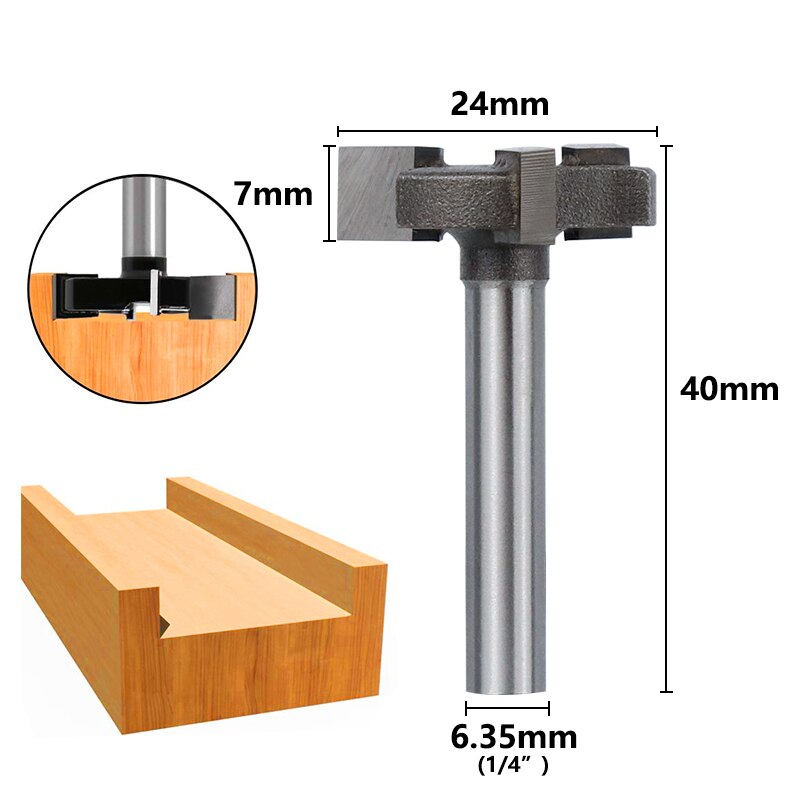 XCAN Straight Edge Slotting Milling Cutter T-Slot Router Bits 6mm 1/4 Shank Wood Slab Flattening Router Bit Tungsten Router Bit: 1l4 shank