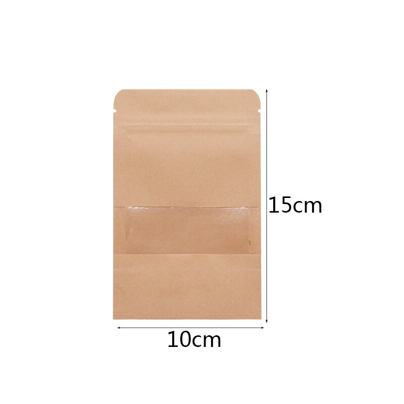 10Pcs Kraft Paper Food bags Stand up Pouches Coffee Sweet Candy Packaging Dried Food Fruit Cookie Storage Zip Lock Sealing Bags: B02-10PCS