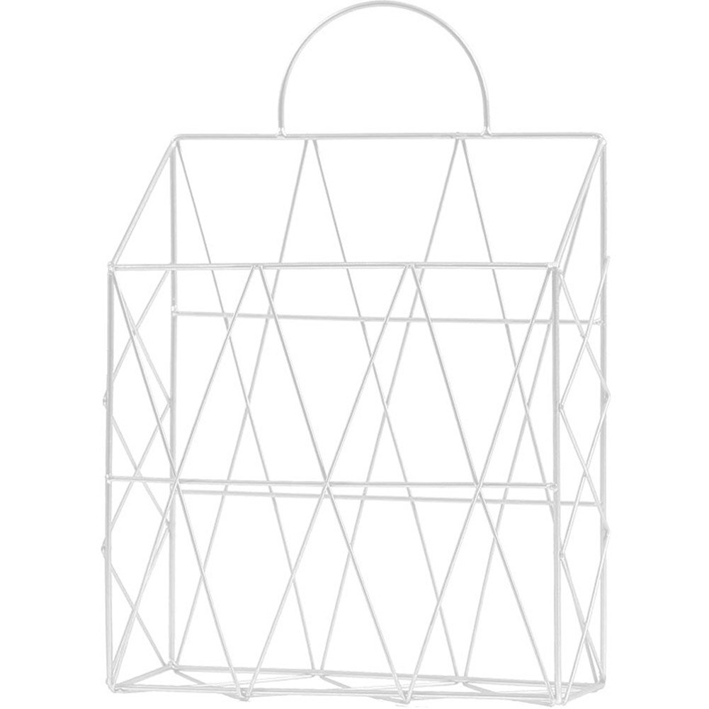 Estante de pared para almacenamiento de revistas, estantería hueca para libros, ahorro de espacio, de rejilla, soporte para periódico para sala de estudio: White B