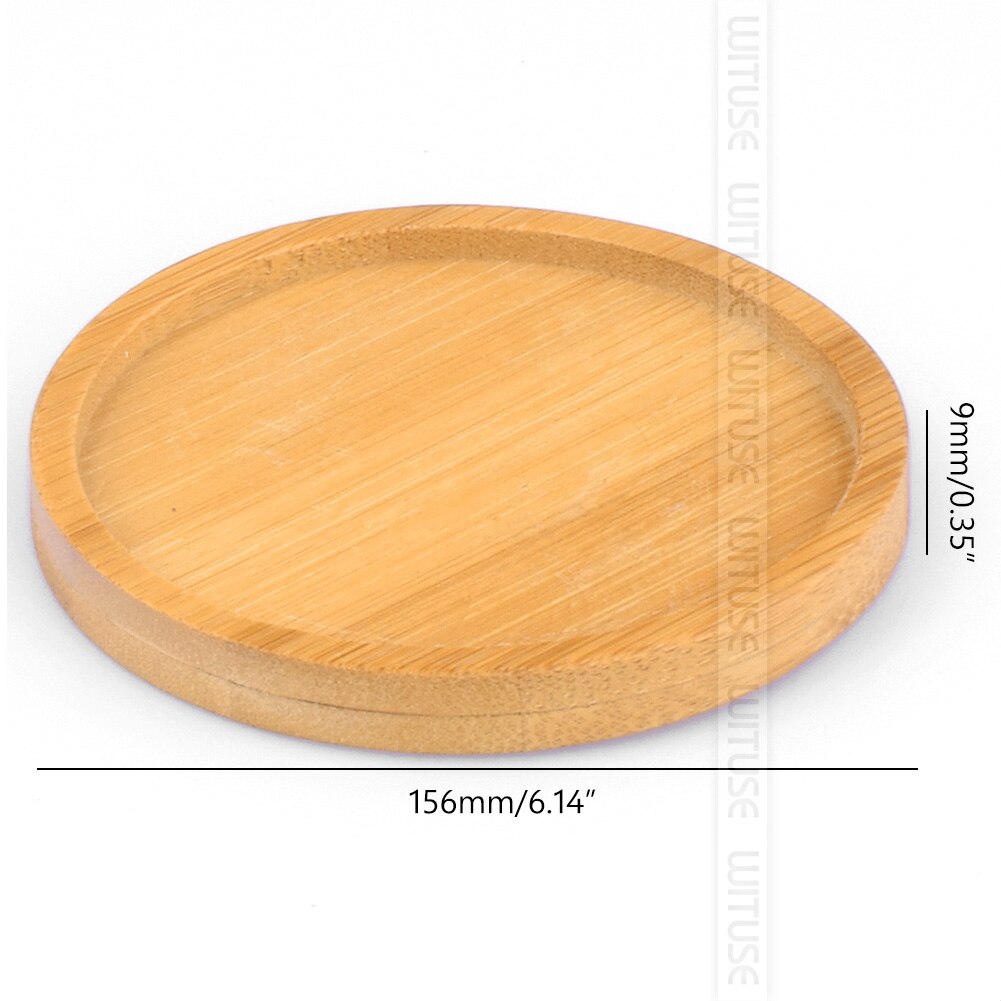 2pc Bamboo Home Mini World Garden Decoration Pot Trays Miniature Figurines Flowerpot Plate DIY Accessories Ornaments: Deep round supportx2