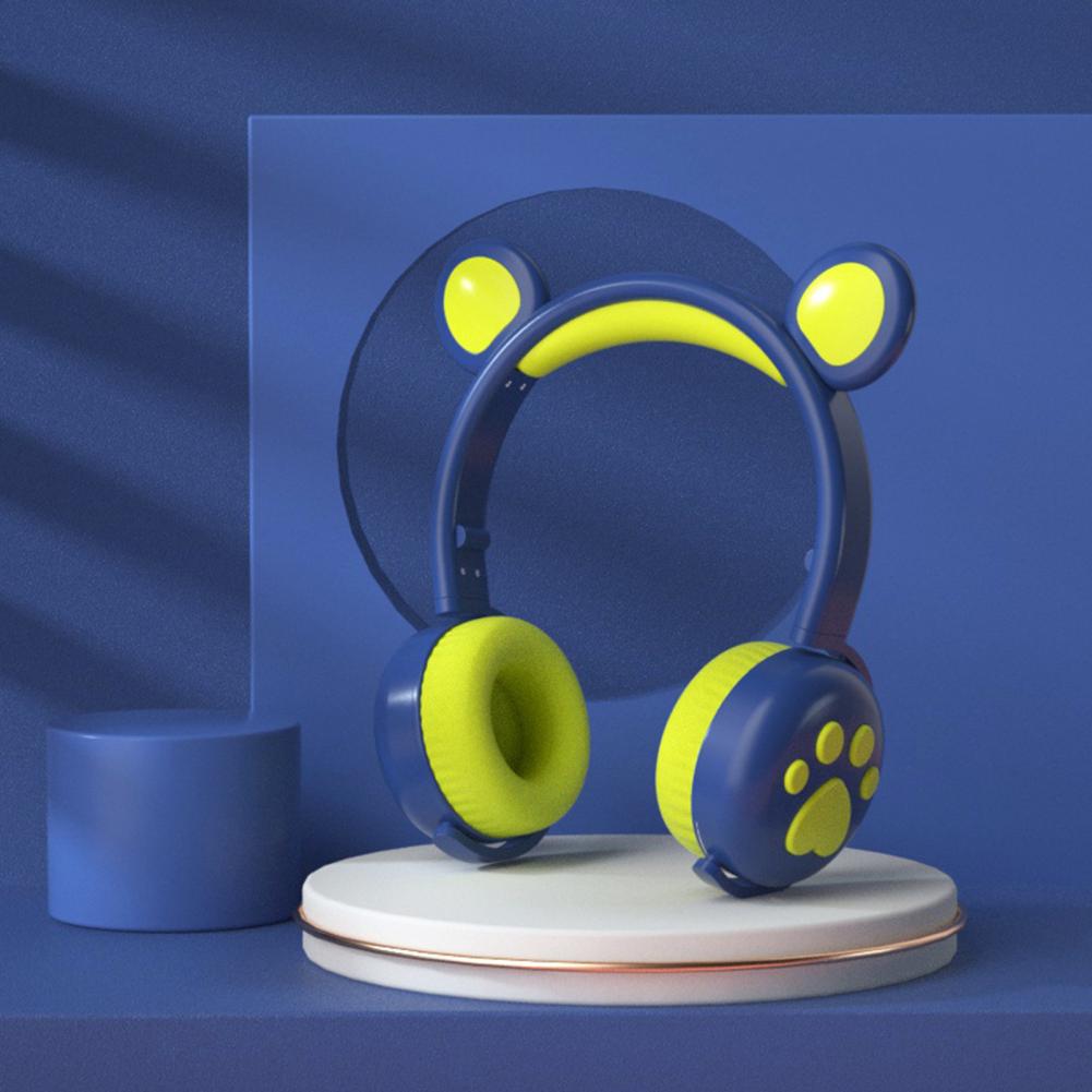 Écouteurs Bluetooth 5.0 multicolores, lumineux, pliables, forme d'ours, casque de jeu pour téléphone, tendance,