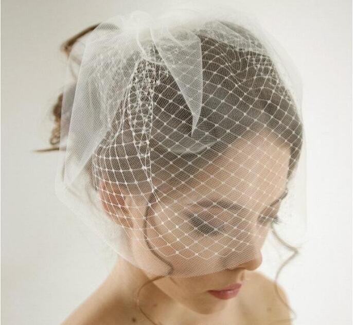 Double Layer Birdcage Wedding Veil Bridal Accessories White/Ivory Mesh Short Wedding Birdcage Veils Face Covers