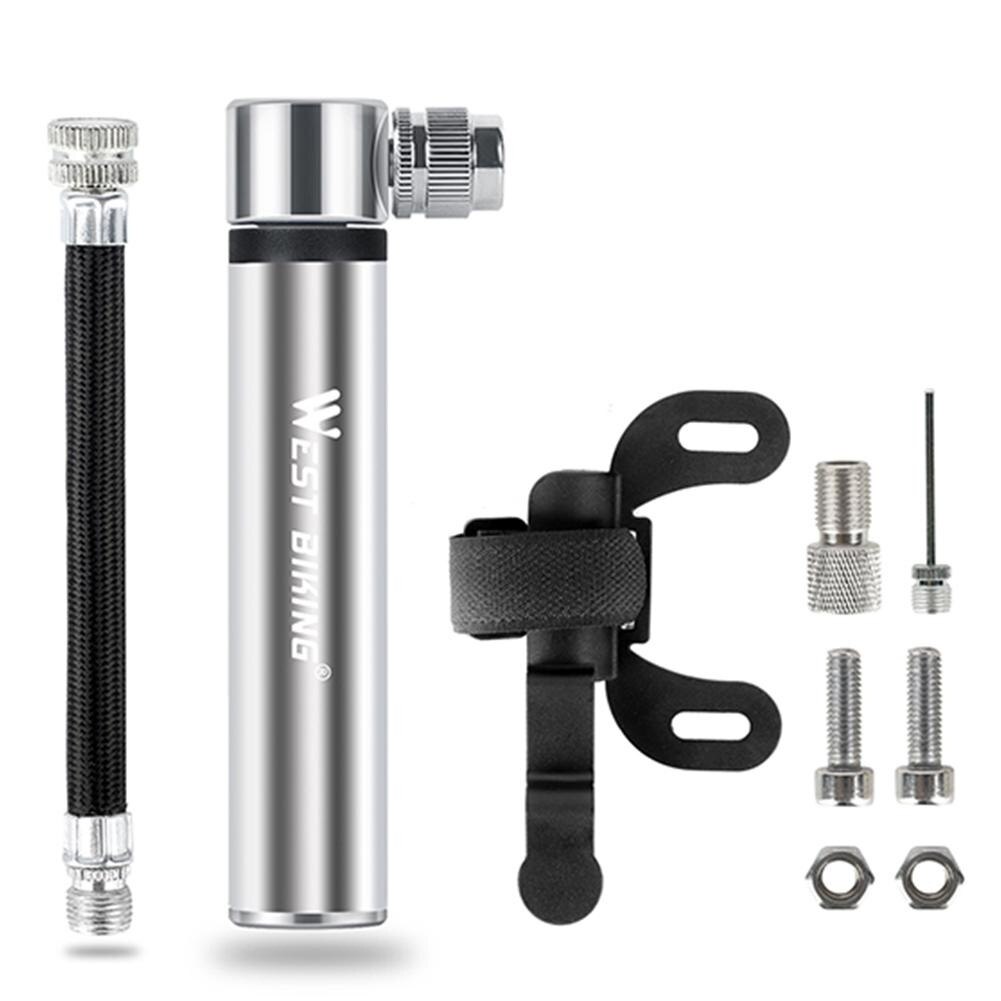 Mini Fahrrad Pumpe Radfahren Hand Luftpumpe für Fahrrad Reifen Inflator Bicicleta für AV/FV MTB Berg Fahrrad Fahrrad pumpe: Silber-