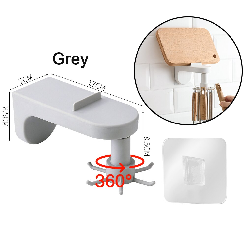 Rotating Hook Kitchen Hook Organizer Bathroom Hanger Wall Dish Drying Rack Holder for Lid Cooking Accessories Cabinet Storage: Two pieces / White B