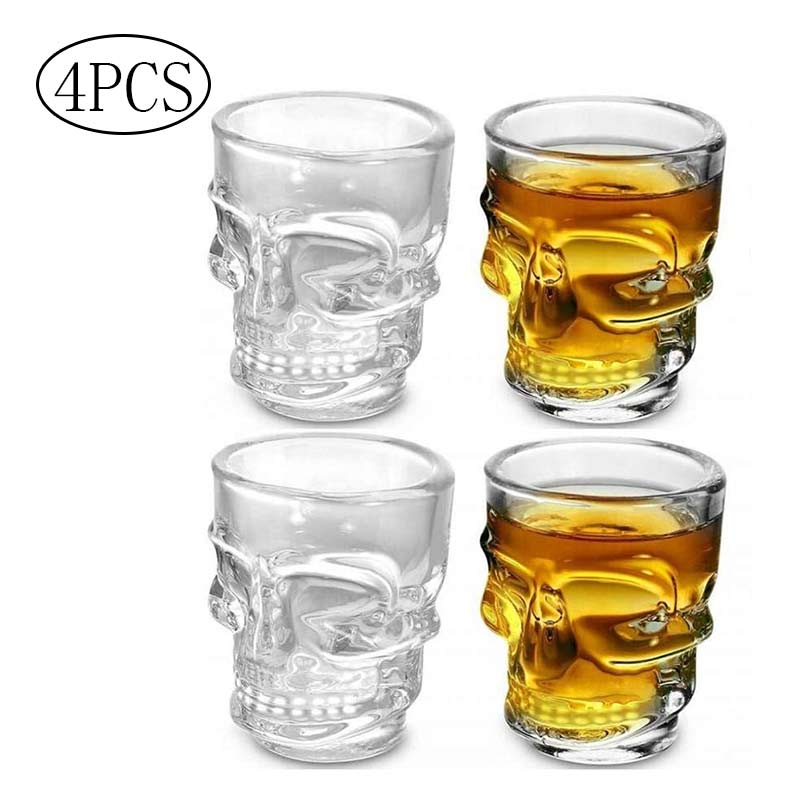 4 Stuks Skull Shot Glas Transparant Kristal 3D Skull Head Whiskey Glas Bar Club Party Wodka Brandy Bier Wijn Glas 50Ml Drinkware
