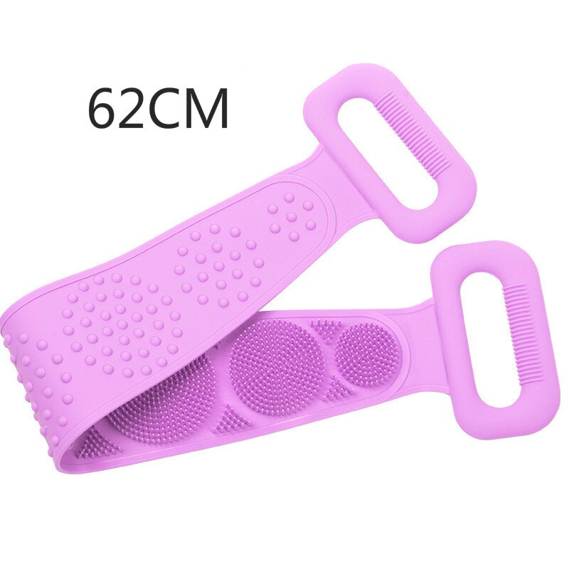 Silikon Zurück Wäscher Weiche Luffa Schlecht Handtuch Schlecht Gürtel Körper Peeling Massage Für Dusche Körper Reinigung Schlecht Dusche Gurt: Violett 62cm