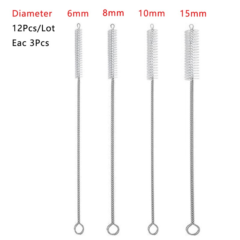 4/10/12 Teile/satz Stroh Reinigung Pinsel Edelstahl Nylon Weiches Haar Glas Rohr Reiniger Pinsel Strohhalm wiederverwendbar Flasche sauberen Pinsel Werkzeuge: mischen Größe (12Stck)